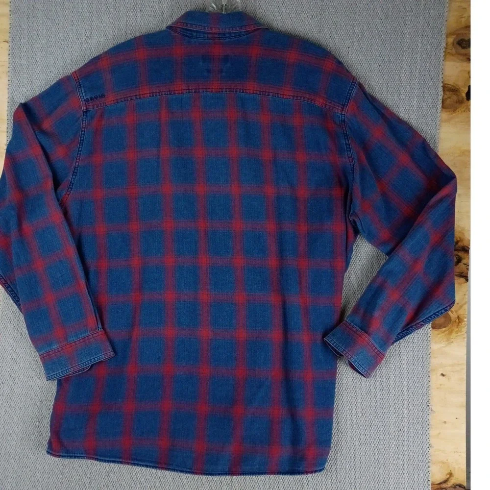Orvis Active Fit Flannel Button Down Shirt Men XL Blue Red Plaid PocketsOutdoors - Picture 5 of 9